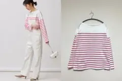 BABYLONE バビロン パネルボーダー ホワイト ピンク カットソー ロンＴのサムネイル