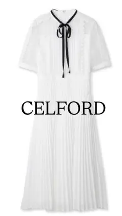 【未使用】定価29700円セルフォードシフォン✖︎レースプリーツワンピースタグ付き