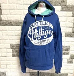 美品【トミーヒルフィガー】Tommy Hilfigerフード付きパーカーMブルー