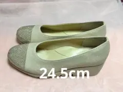 パンプス ベージュ フォーマル 24.5cm ヒール6cm