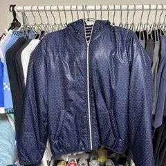 THESHOP TK ネイビー・ドット柄フード付きジャケット