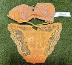 オレンジ ブラジャーショーツセット D70 M