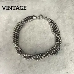 VINTAGE ヴィンテージ シルバー925 3連ボールチェーンブレスレットのサムネイル