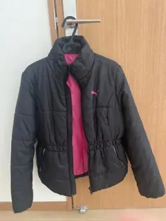 PUMA 黒 ダウンコート ピンク裏地