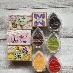 マッチボックススタンプ3個➕北欧スタンプ1個➕インク5色セット