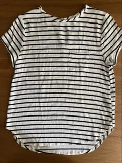 H&M ストライプ 半袖Tシャツ 首元バック空きデザイン