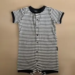 コムサイズム ロンパース 70 パンダ ボーダー 半袖 前開き 美品 お尻