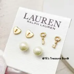 C218/RALPH LAUREN/訳あり3点セット/キー鍵パールハート錠ピアス