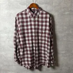ARROW フランネルチェック ボタンダウン シャツXXL相当 赤系