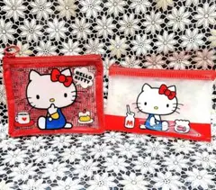 ハローキティ 50周年記念フラットポーチ & メッシュ ポーチ 2個セット