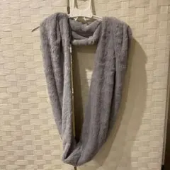 【フェイクファー スヌード グレー】