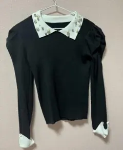 clear クリア ビジュー ニットトップス