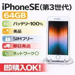 T*o様 iPhone SE 第3世代 64GB 美品 SIMフリー バッテリー
