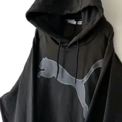 プーマ PUMA ロゴ スウェット パーカー L ブラック 黒 古着