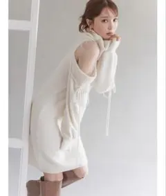 【未着用 新品タグ付き】SNIDELシースルーショルダーミニニットワンピース