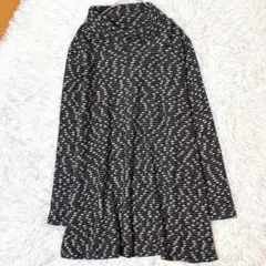 チュニックワンピース ツイード風 黒白 M-L ゆったり　モノトーン　体型カバー