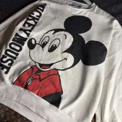 80s USA製 ディズニー ミッキー　両面大判プリント スウェット Lサイズ