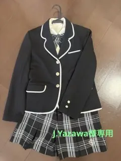 ブレザー チェック柄キュロットパンツ ブラウスセット 女の子卒業式　黒