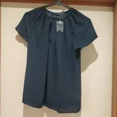Brooks Brothers ネイビー ドット柄 半袖ブラウス XS