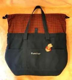 マザーズバッグ　ファミリア　赤　チェック