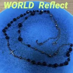 リフレクト　黒のロングネックレス クロスチャーム付き