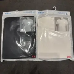 ユニクロ　メンズ　エアリズムUネック　白黒　L