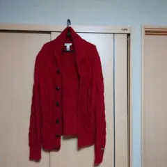 DIESEL ディーゼル 厚手 ニット カーディガン レッド赤 サイズL