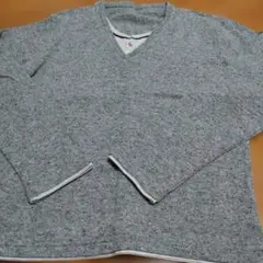 メンズ グレー Vネック ニットカットソー