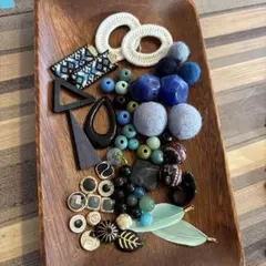 ②I アクセサリーパーツまとめ売り　ハンドメイド　黒青系