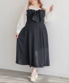 ぽ*様 クレット　新品未使用　レイヤード風リボンワンピース　3L