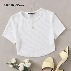 SHEIN 無地 ワッフル Tシャツ ホワイト XL 人気商品 大きいサイズ