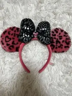 ディズニー ミニー ヒョウ柄カチューシャ ピンク
