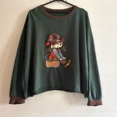 BBAROMA 長袖Tシャツ　トレーナー　アップリケガール　刺繍付き