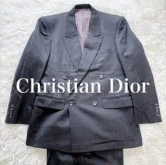 【美品】Christian Dior ダブル セットアップスーツ 光沢 グレー