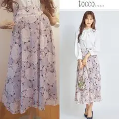 トッコクローゼット　クラシカルフラワー　花柄　ロングスカート　シフォン　フレア