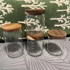 ガラス瓶 3個セット 木製蓋付き