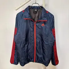 adidasアディダス　中綿トラックジャケット（S）ネイビー×赤配色　スポーツのサムネイル