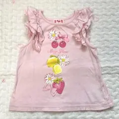 メゾピアノ♡フリルノースリーブ フルーツ　ピンク　サイズ100 夏服のサムネイル