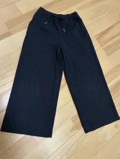 GU リブプルオンワイドパンツ 130cm 黒 ワイドパンツ