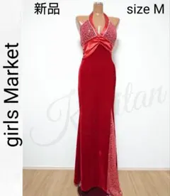 ☆新品・送料込み☆スパンコール×レース切替☆ベロア☆ロング ドレス◆