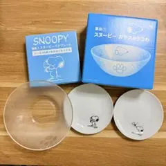 【新品】SNOOPY スヌーピー ガラスボウル＆プレート2枚セット