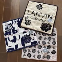 未使用　LANVIN タオルハンカチ3枚　ローズ　ランバン　薔薇　花柄　バラのサムネイル