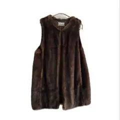 フェイクファーベスト　ブラウン　丈長め