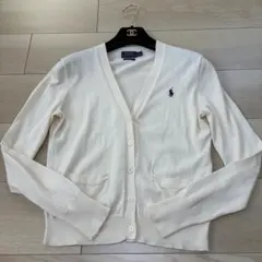 極美品✨現行 ポロラルフローレン Vネックカーディガン 刺繍 ピマコットン 白