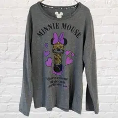 Disney ディズニー ロンT カットソー キャラクター ミニー グレー L
