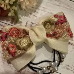 ɴᴇᴡ❣️SALE❣️インド刺繍リボン 3点ヘアゴム 刺繍リボン♡早い者