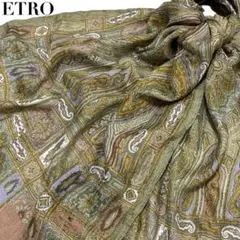 美品✨ETRO エトロ 大判スカーフ ストール ペイズリー柄 ロゴ