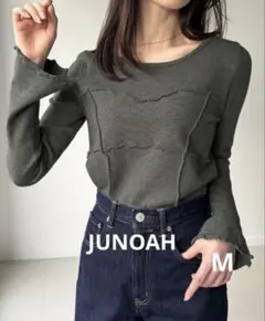 JUNOAH メロービスチェラインニット チャコール M