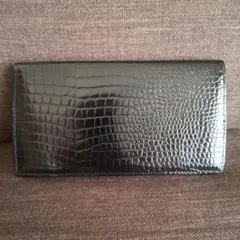 CROWN　クロコダイル型押し 長財布　黒　新品未使用