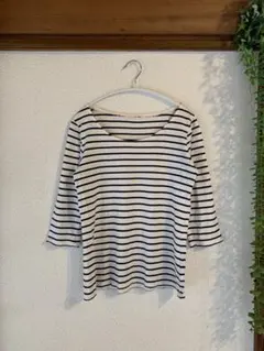 earthアース★マリンボーダーtシャツ★7分丈サイズM